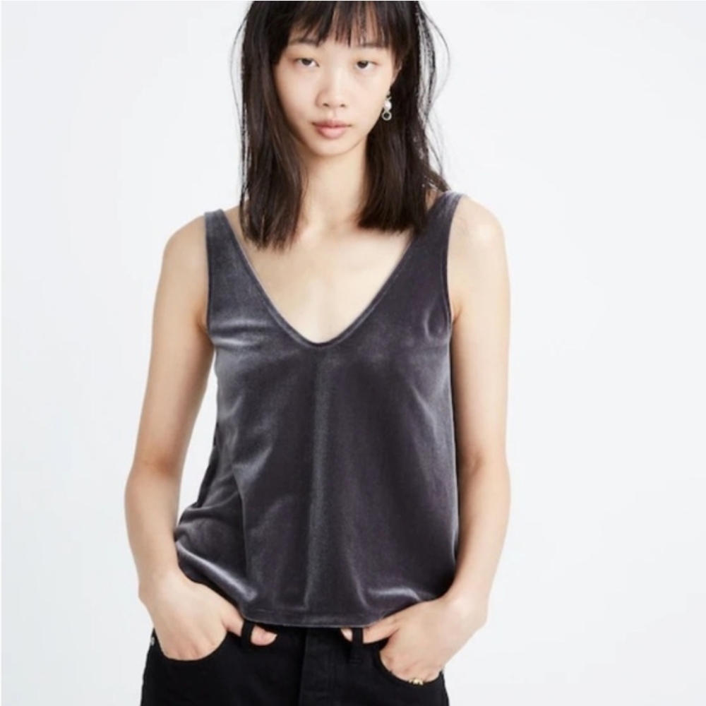 NWT Madewell Brown Velvet V-Neck Flowy Top